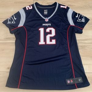 New England Patriots Nike On Field Tom Brady Womens Size XL NFL #12 Blue Jersey